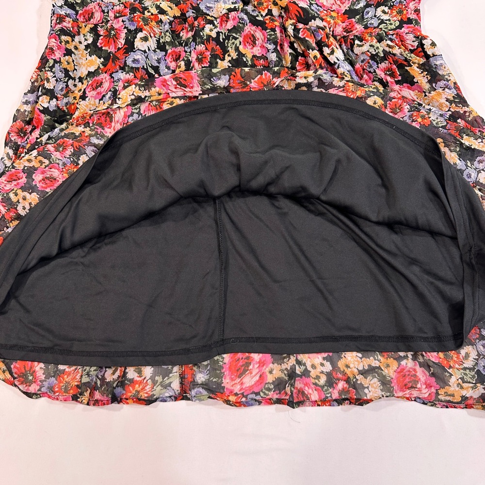 BaeVely Floral Babydoll Dress 3XL Womens Multi Color Chiffon Tiered Mini - Picture 4 of 8